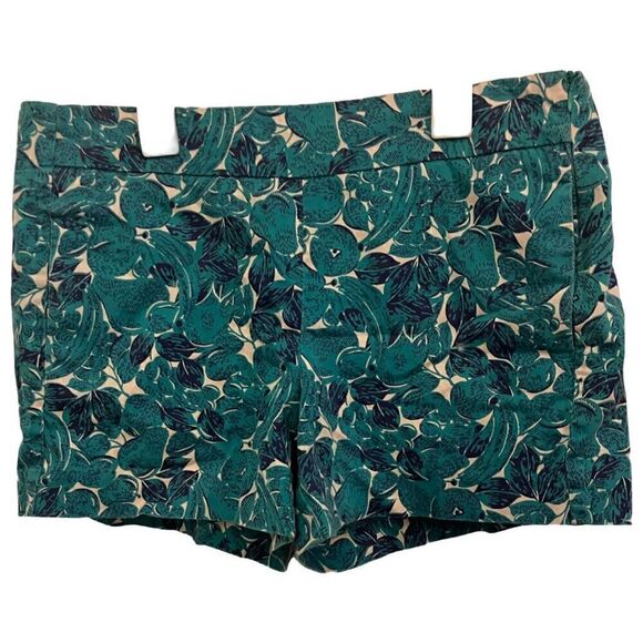 Daisy Fuentes Teal and Black Floral Mini Shorts. Side zip. Size 8 - Picture 1 of 5